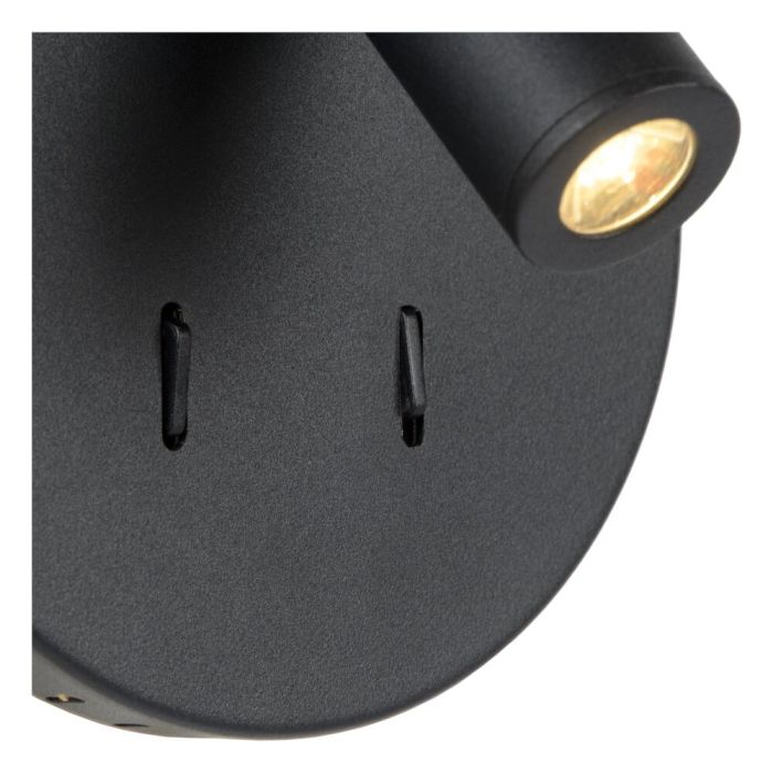 Applique murale moderne noire, Bentjer, 6W, 3000K LED, avec interrupteur