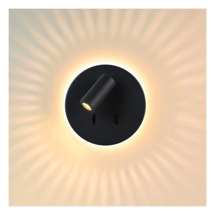 Applique murale moderne noire, Bentjer, 6W, 3000K LED, avec interrupteur