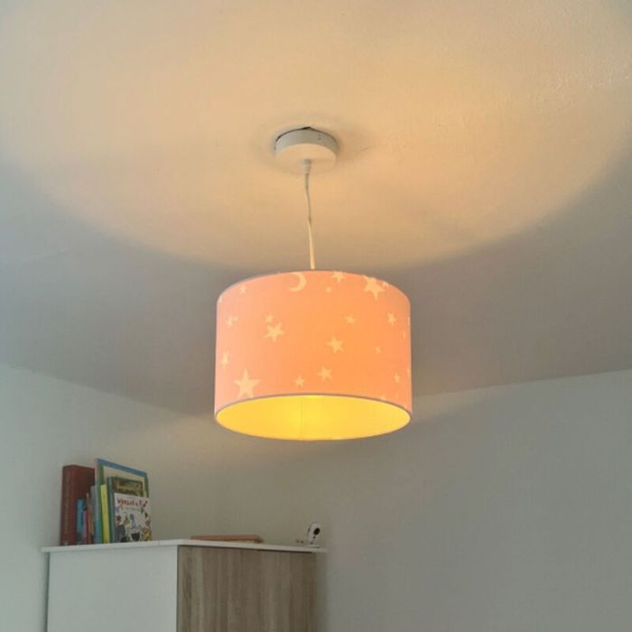 Suspension pour enfants rose en tissu, Stars