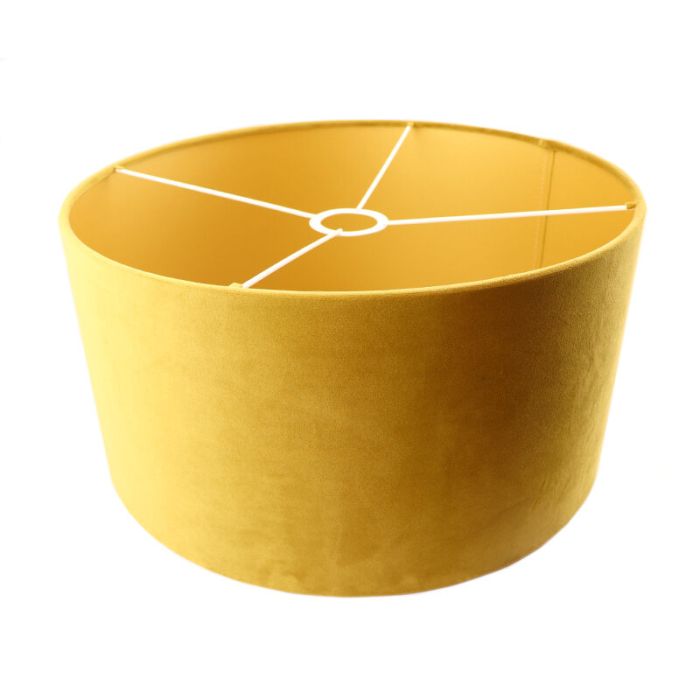 Abat-jour en velours jaune Milene, Tissu, moderne