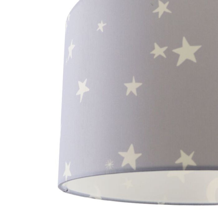 Plafonnier pour enfants gris en tissu, Stars