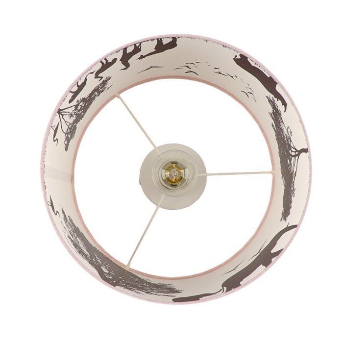 Plafonnier pour enfants rose en tissu, Safari