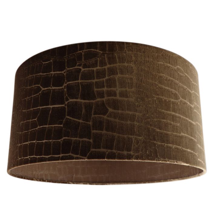 50 cm abat-jour en velours marron tissu crocodile, Emilius