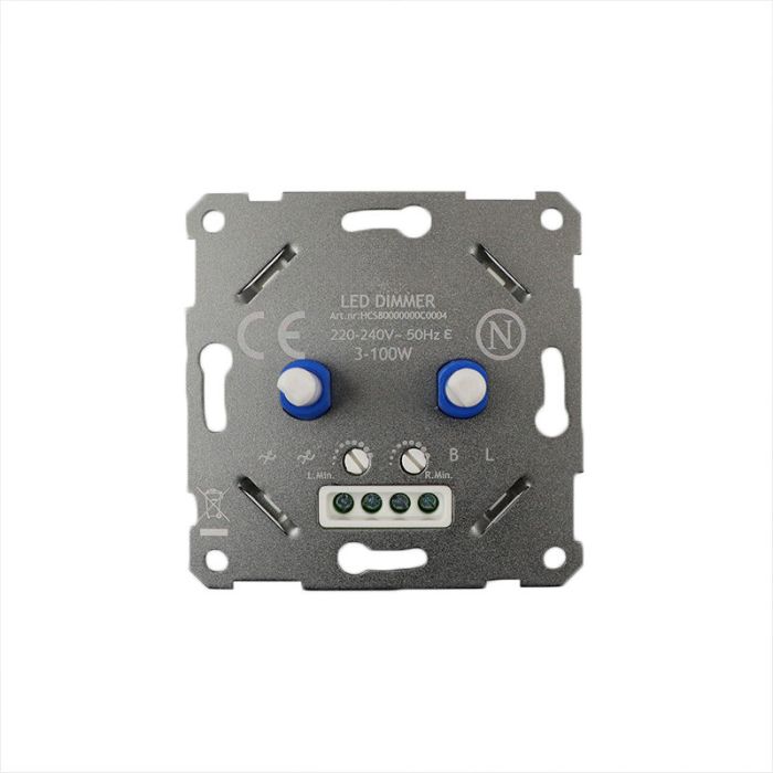 Variateur duo, interrupteur, avec cadre de recouvrement blanc et plaque centrale