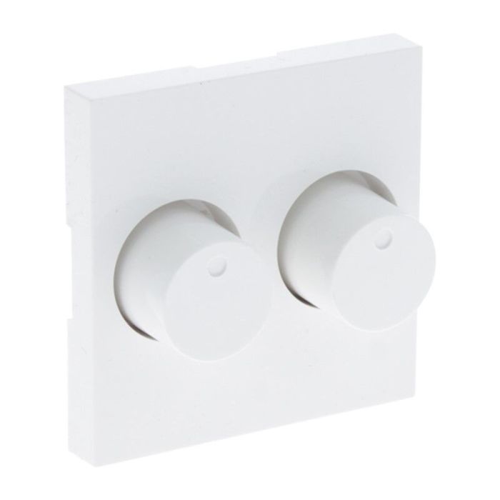 Variateur duo, interrupteur, avec cadre de recouvrement blanc et plaque centrale
