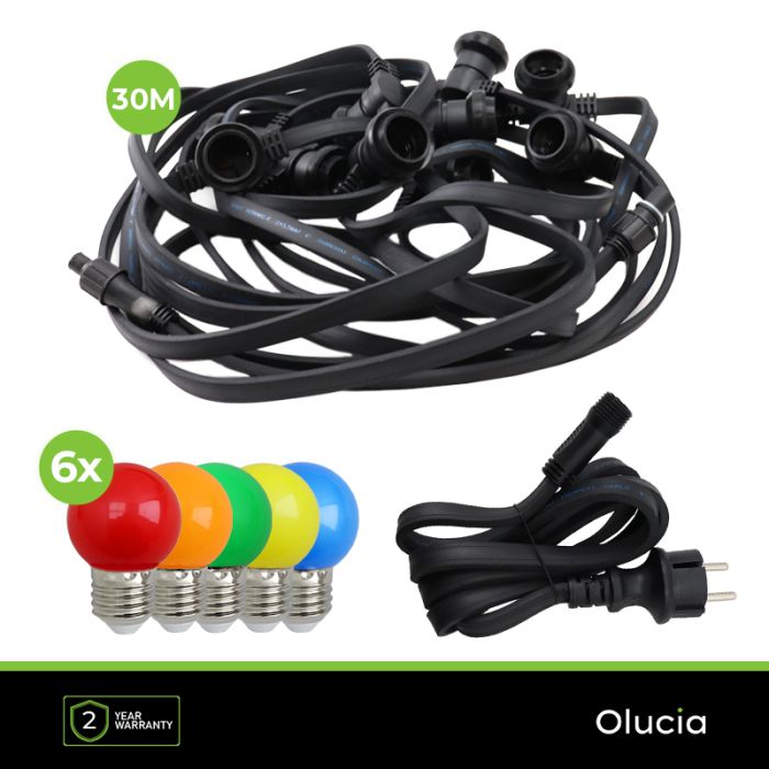 30m guirlande guinguette avec 30 ampoules colorées
