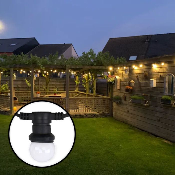 50m guirlande guinguette avec 50 dimmable ampoules transparantes