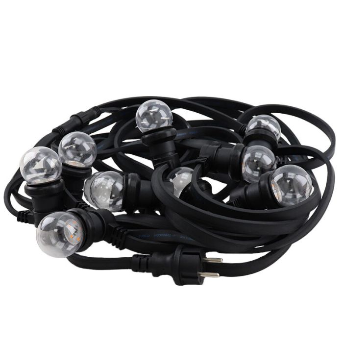 50m guirlande guinguette avec 100 dimmable ampoules transparantes