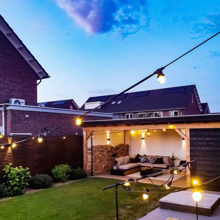 50m guirlande guinguette avec 100 dimmable ampoules transparantes