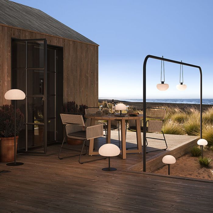 Lampe de table extérieur moderne blanche, Sponge, 6,8W, 2700K LED, IP65, gradable en 3 étapes