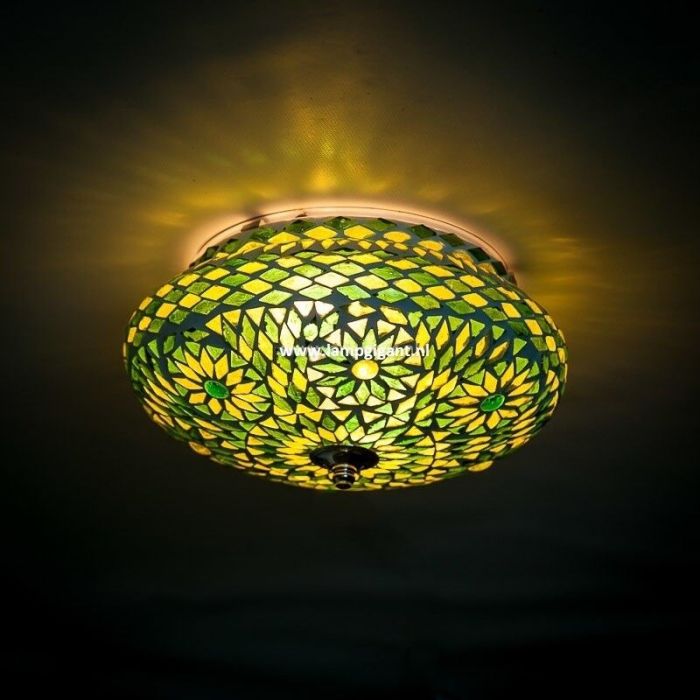 Lampe plafond orientale verte mosaïque, Mimoun