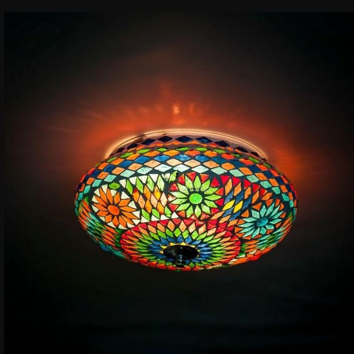 Lampe plafond orientale multicolore mosaïque, Mimoun