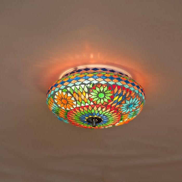 Lampe plafond orientale multicolore mosaïque, Mimoun