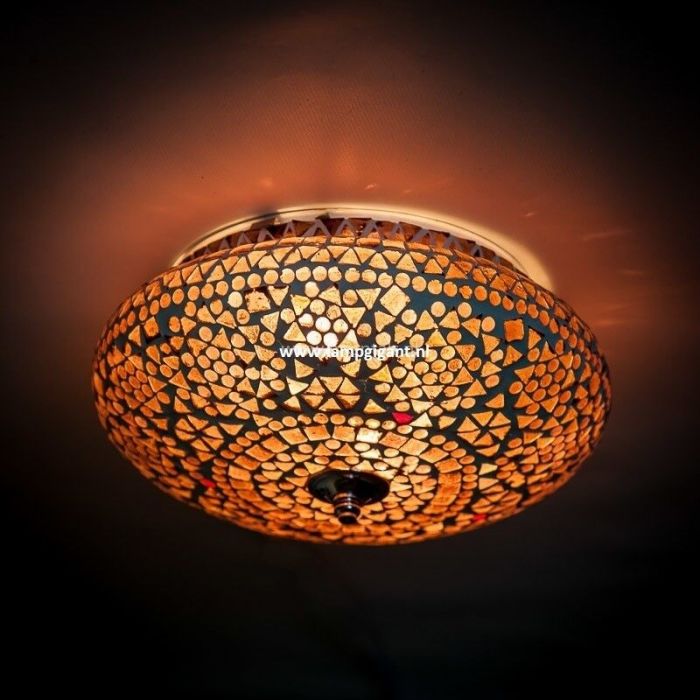 Lampe plafond orientale violette mosaïque, Mimoun