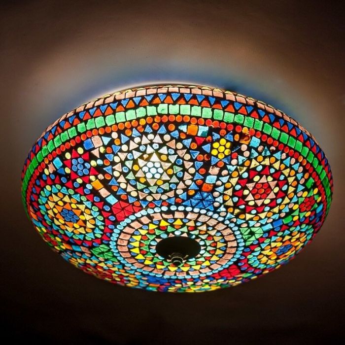 Lampe plafond orientale multicolore mosaïque, Louay