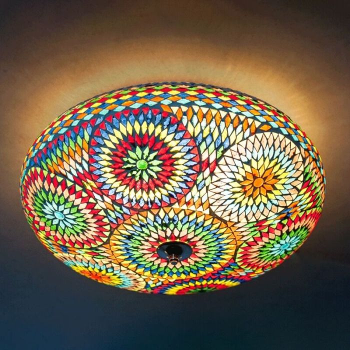 Lampe plafond orientale multicolore mosaïque, Annas