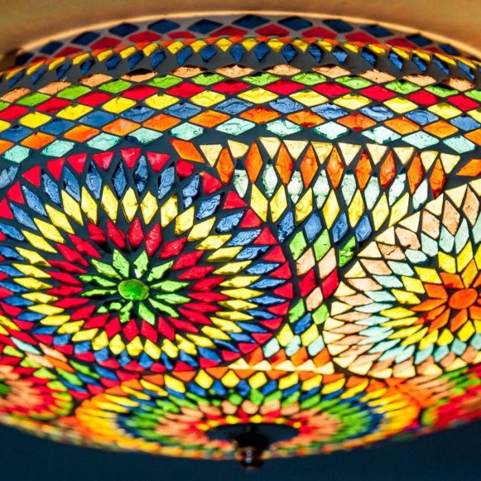 Lampe plafond orientale multicolore mosaïque, Annas