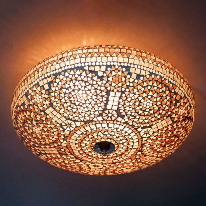 Lampe plafond orientale violette mosaïque, Annas
