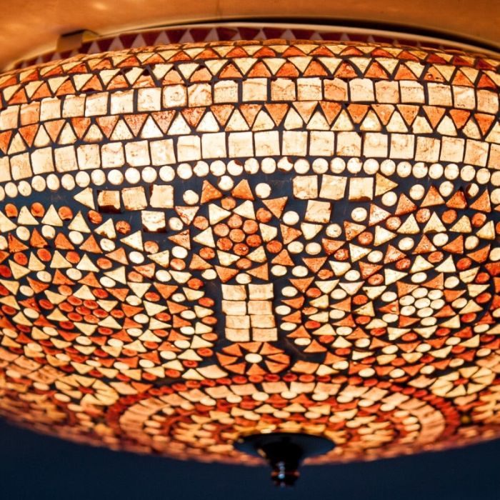 Lampe plafond orientale violette mosaïque, Annas