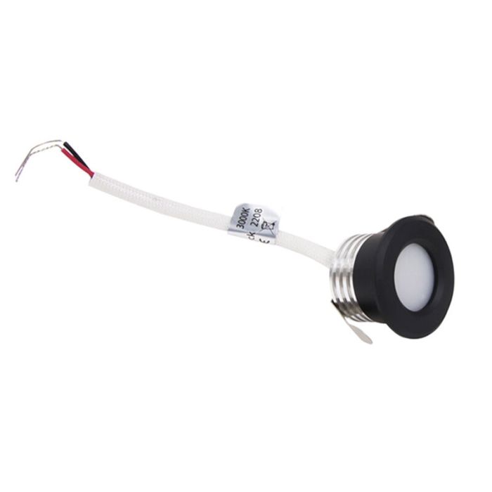 Mini spot encastrable en aluminium noir, Philomena, 1,5W, 2700K LED, IP44