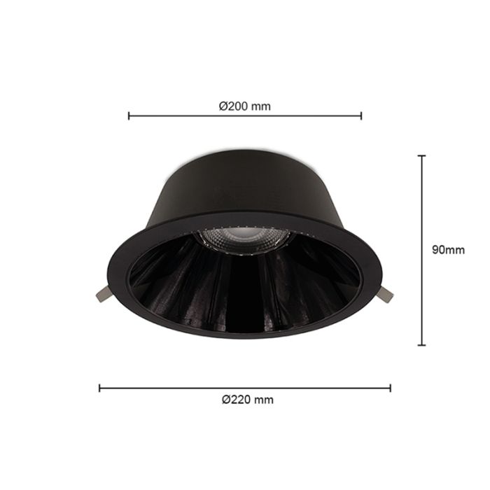 Downlight noir en aluminium, Maud, 20W, white switch LED, IP22