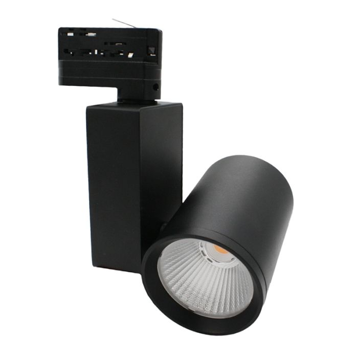 Spot triphasé noir Deena, 28W, 3000K, Pro