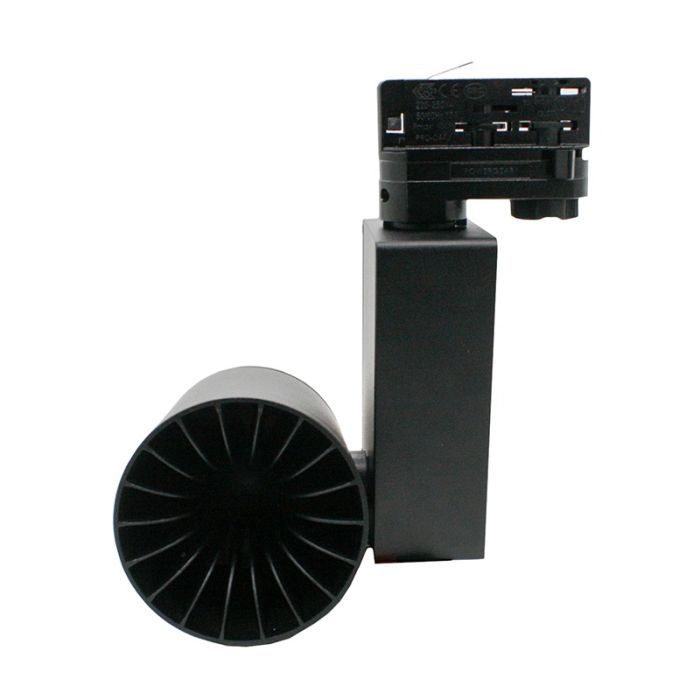 Spot triphasé noir Deena, 28W, 3000K, Pro