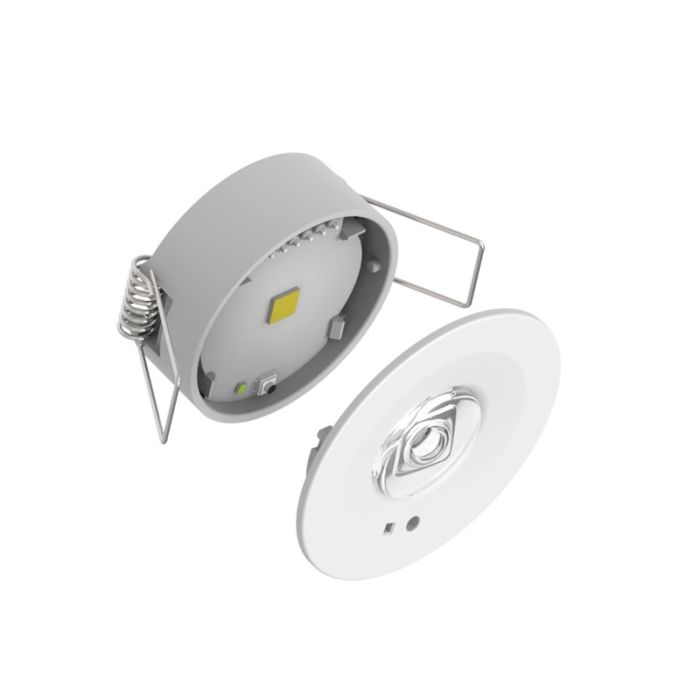 Spot encastrable blanc pour éclairage de secours, 1,2W, LED 6000K, lentille 360°