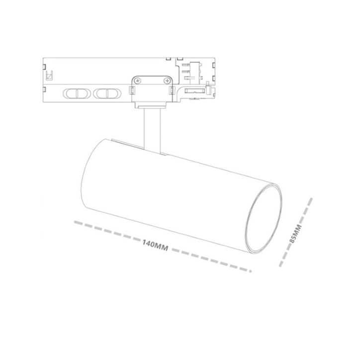 Spot de système de rail triphasé blanc, Rozina, 10W/20W/30W, white switch LED