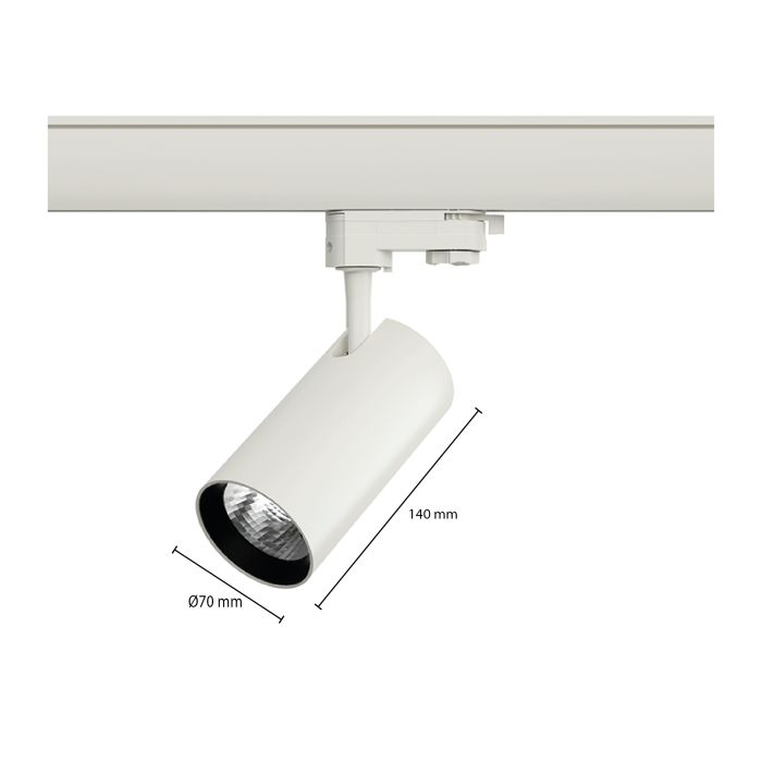 Spot blanc triphasé Esmiralda, 10W, 3000K, Pro