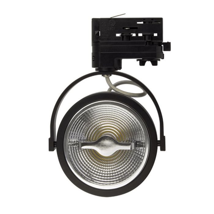 Spot triphasé noir Tirsa, 15W, 2700K, Pro