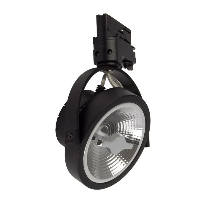 Spot triphasé noir Tirsa, 15W, 2700K, Pro