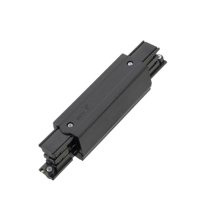 Connecteur en forme de I pour éclairage sur rail triphasé, noir, Pro