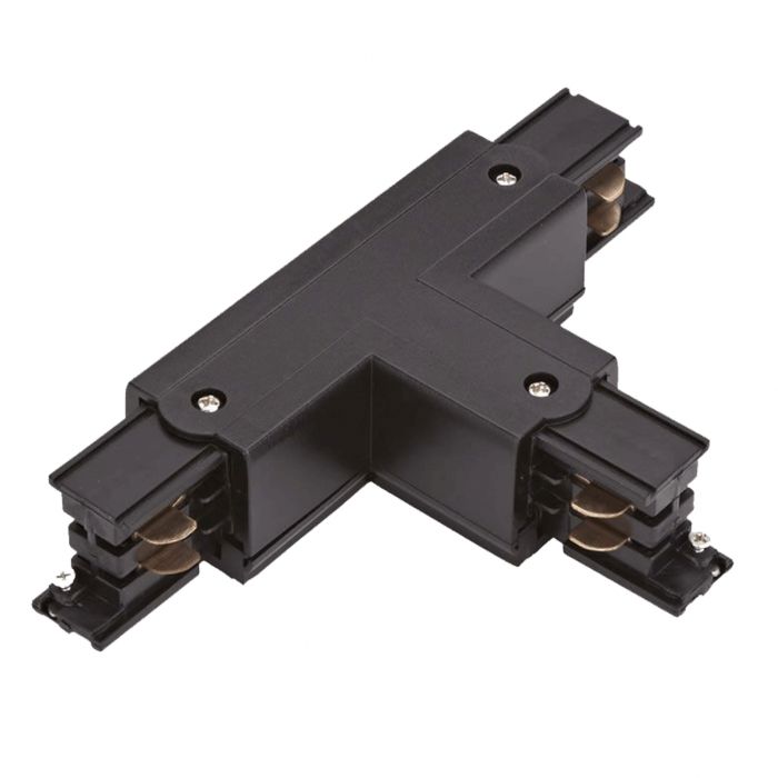 Connecteur en forme de T pour éclairage sur rail triphasé, droite 2, noir, Pro