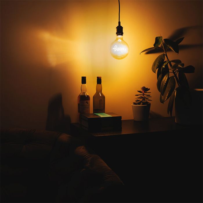 Lampe LED E27 dimmable avec filament home, G125, 4,5w, 1800K (chandelle)