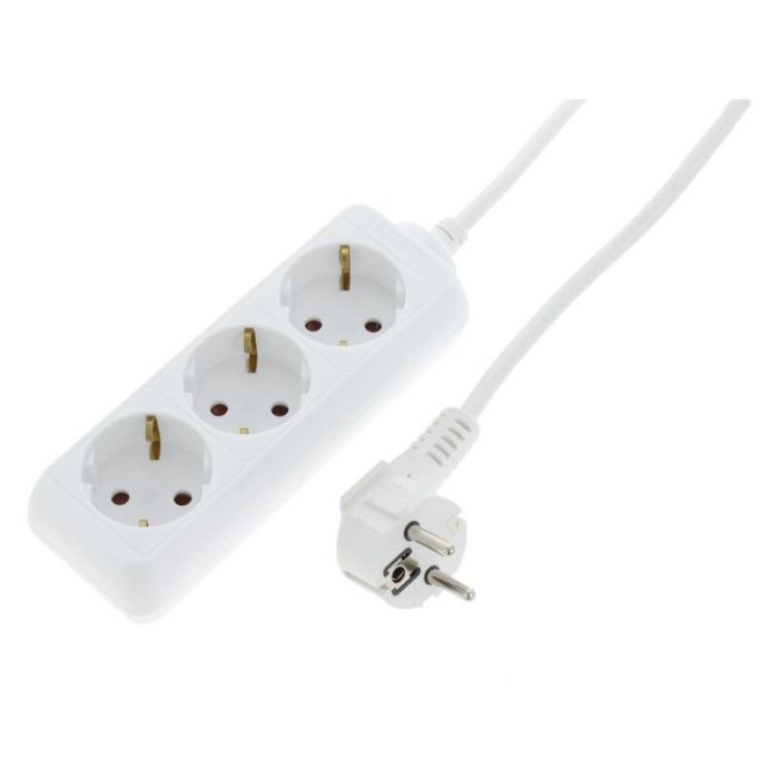 Barrette de prises Exin 3 voies, mise à la terre, 2300w 3 x 1,0 mm, 3 m blanc