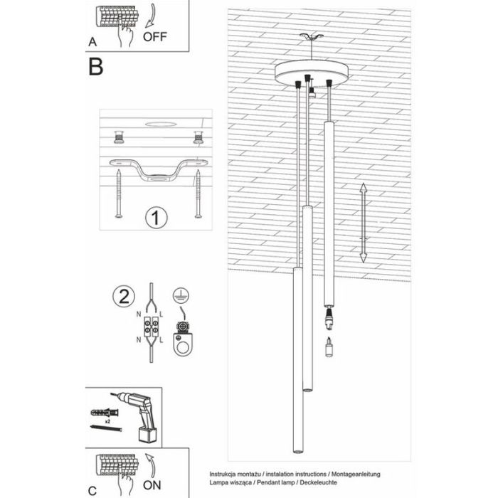 Suspension en aluminium noire, Hillary