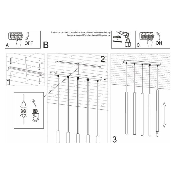 Suspension en aluminium noire, Hillary