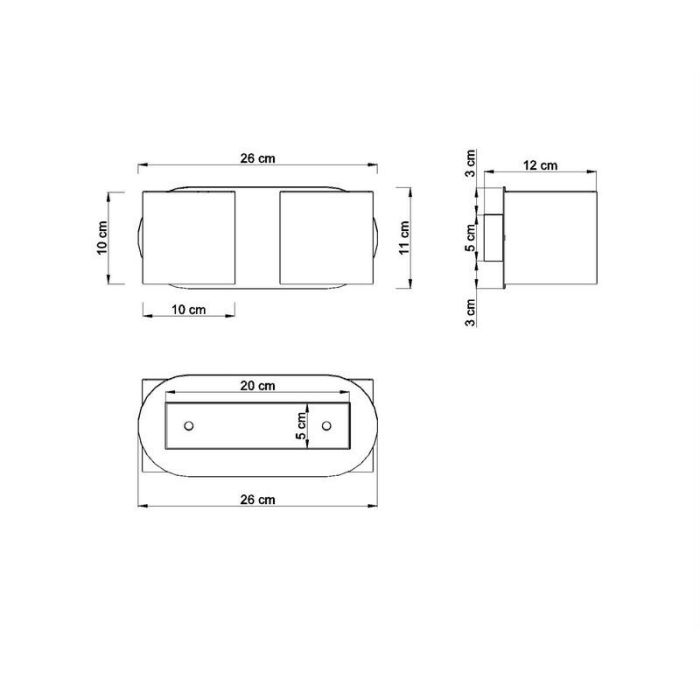 Applique up and down en aluminium blanche, Amely