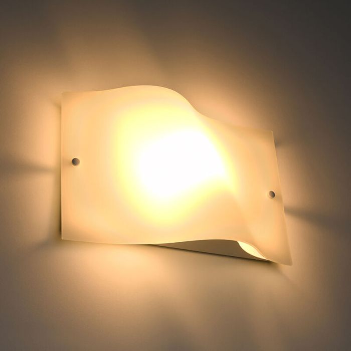 Applique murale en verre blanche, Marlon