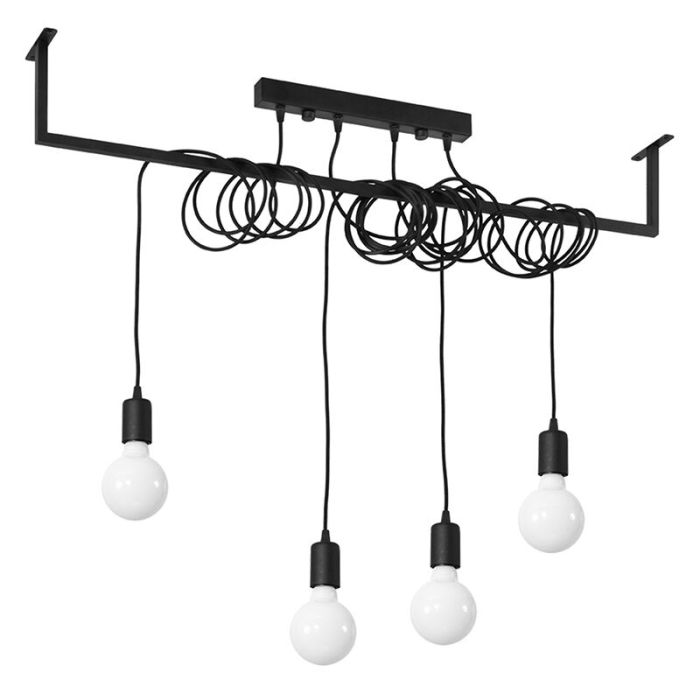 Suspension industrielle Lauraine, noir, Acier, 4L
