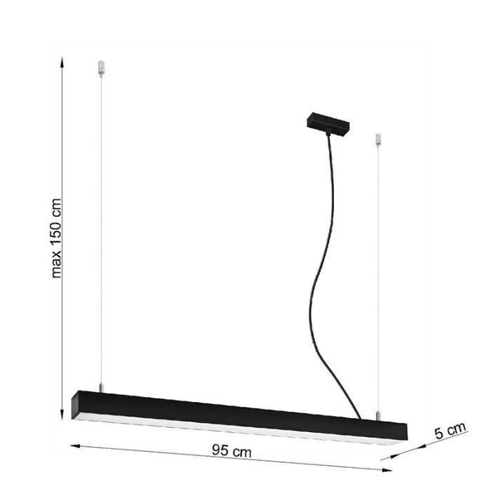 Suspension en aluminium noire, Mascha, 31W, 3000K LED