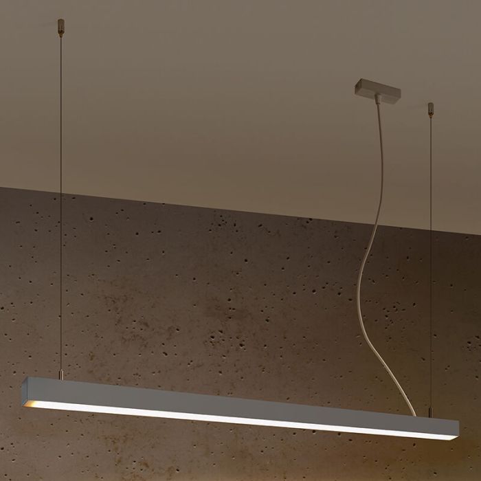 Suspension en aluminium grise, Mascha, 38W, 3000K LED