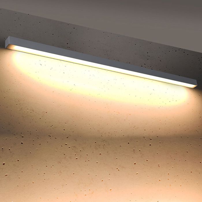 Plafonnier en aluminium gris, Mascha, 48W, 3000K LED