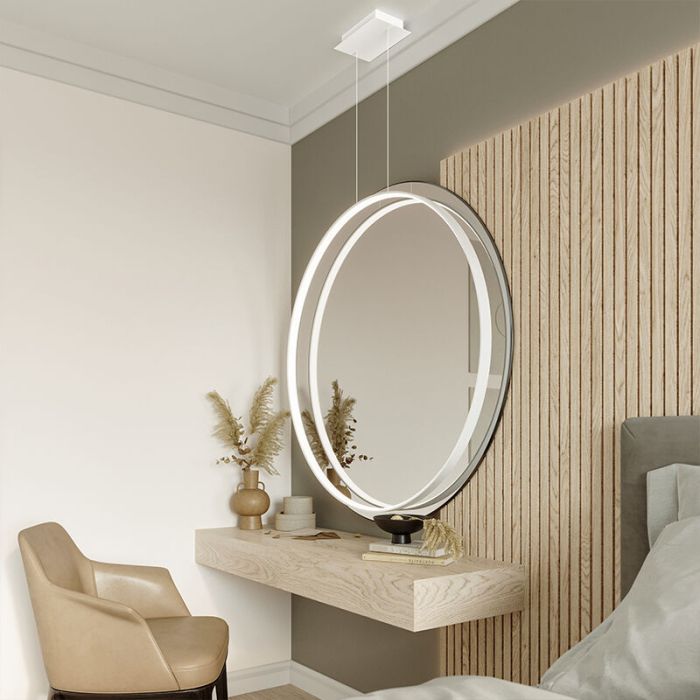 Suspension en aluminium blanche, Ringo, 30W, 3000K LED