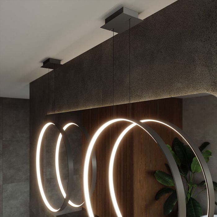 Suspension en aluminium noire, Ringo, 50W, 3000K LED
