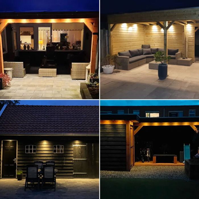6 spots encastrés veranda blanc Dico, IP65, avec kit de connexion et télécommande