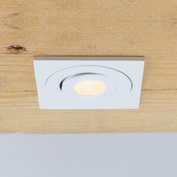 Rona spot encastré veranda carré orientable, IP44, gradable, blanc