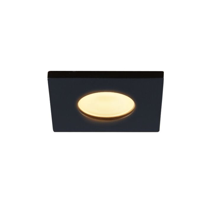 6 spots encastrés veranda carrés noir Dico, IP65, avec kit de connexion et télécommande