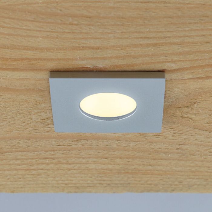 7 spots encastrés veranda carrés chromé Dico, IP65, avec kit de connexion et télécommande